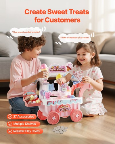Kids ice cream cart - cream, 27pcs