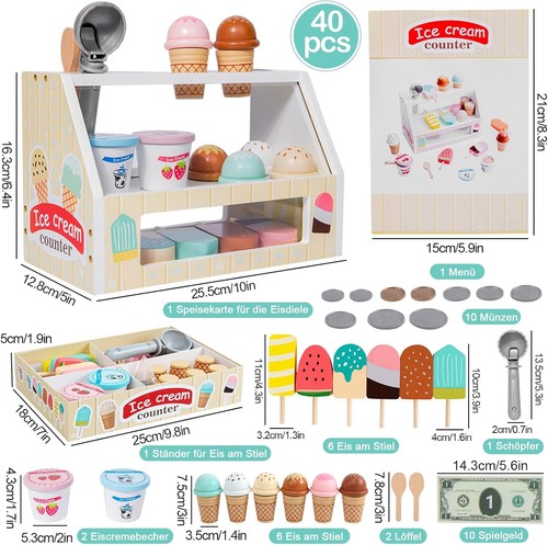 40pcs wooden ice cream - ice, parlour
