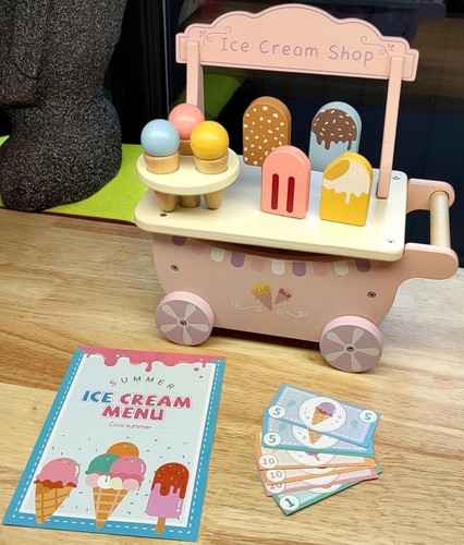 Wooden ice cream truck - cream,